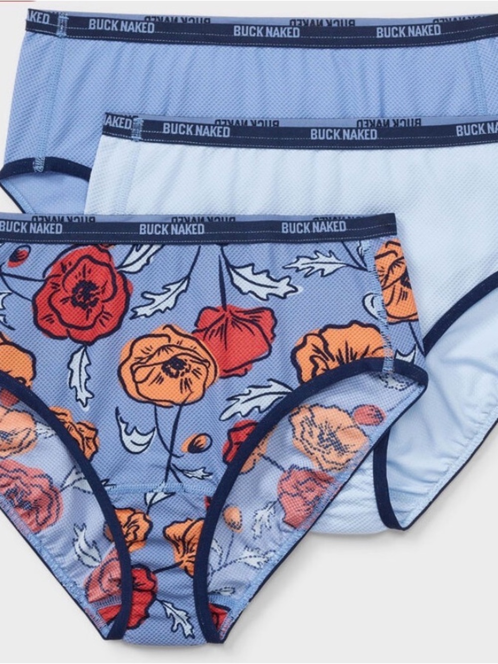 Duluth Trading Co Women's Buck Naked Underwear 3-Pack poppies medium - Picture 3 of 7